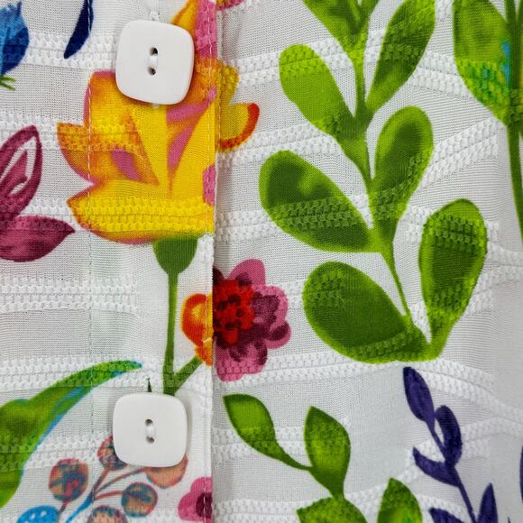 Ali Miles Floral Print Point Collar Tunic Top Shirt Plus Size 2X 3/4 Bell Sleeve - Picture 4 of 7